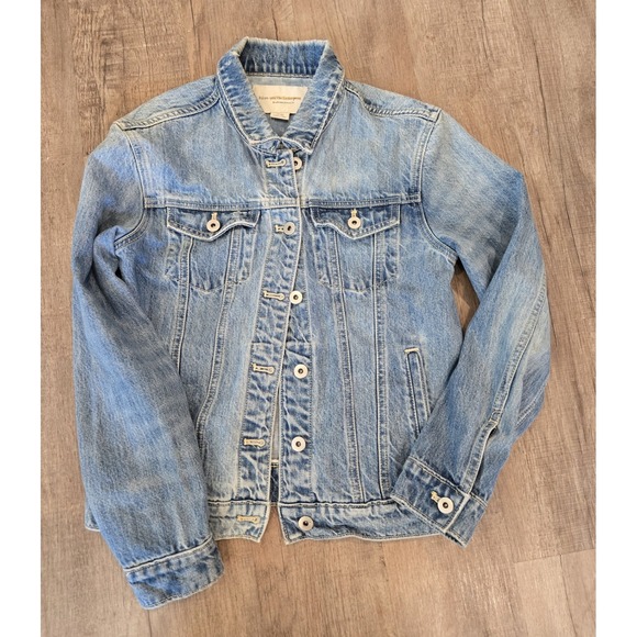 Pilcro & The Letterpress Anthropologie Classic Denim Trucker Jacket Womens Sz XS - Picture 1 of 4
